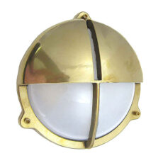CCLBBR-11 Brass Round Cage Light with Hood
