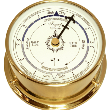 CCL Downeaster Tide Clock, White Face, Brass Case