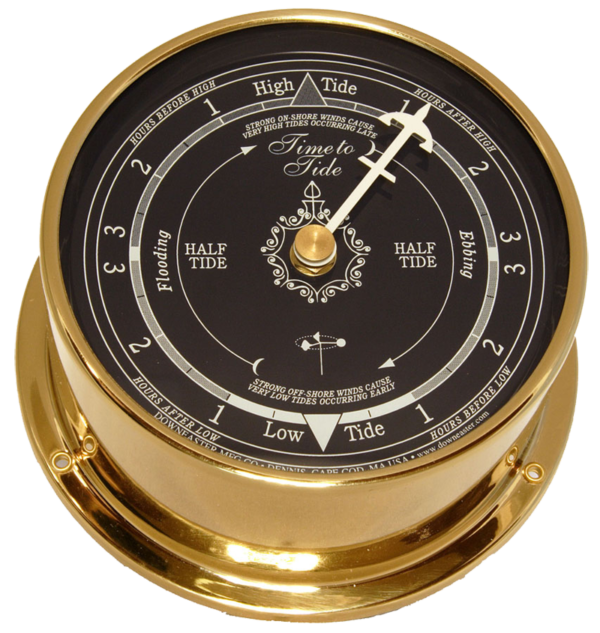 CCL Downeaster Tide Clock, Blue Face, Brass Case