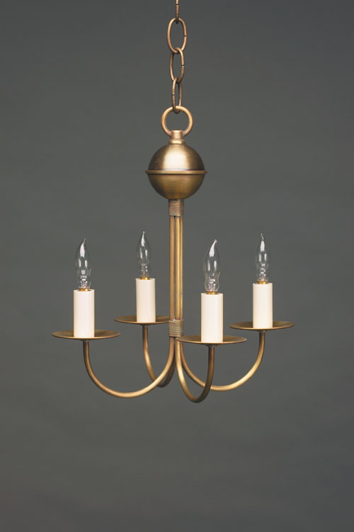 CCL904 Brass Four J-Arm Brass Chandelier