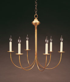 CCL906 Six J-Arm Brass Chandelier