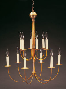 CCL912 Two-Tier 12 J-Arm Brass Chandelier