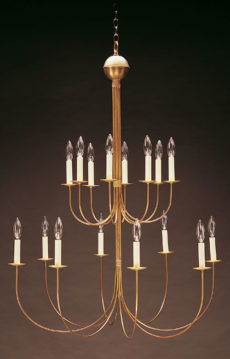 CCL916 Two Tier 16 J-Arm Brass Chandelier