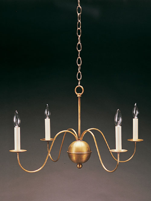 CCL949 Four S-Arm Brass Chandelier