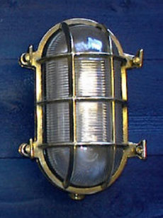 CCL4070 9.5" Brass Oval Bulkhead Cage Light